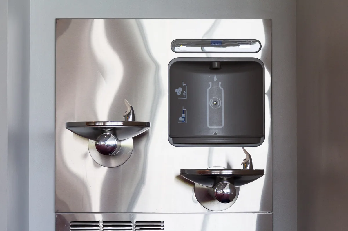 Filtered bottle-filling station in a Michigan school, installed to meet Filter First drinking water requirements.