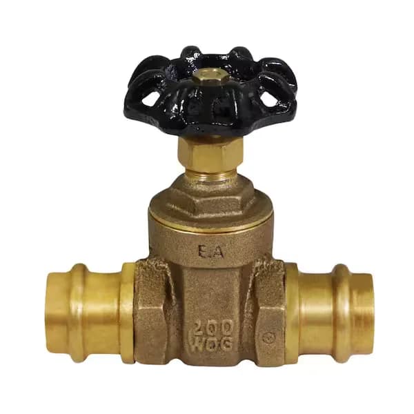 Gate valve with a round wheel handle on a main water line