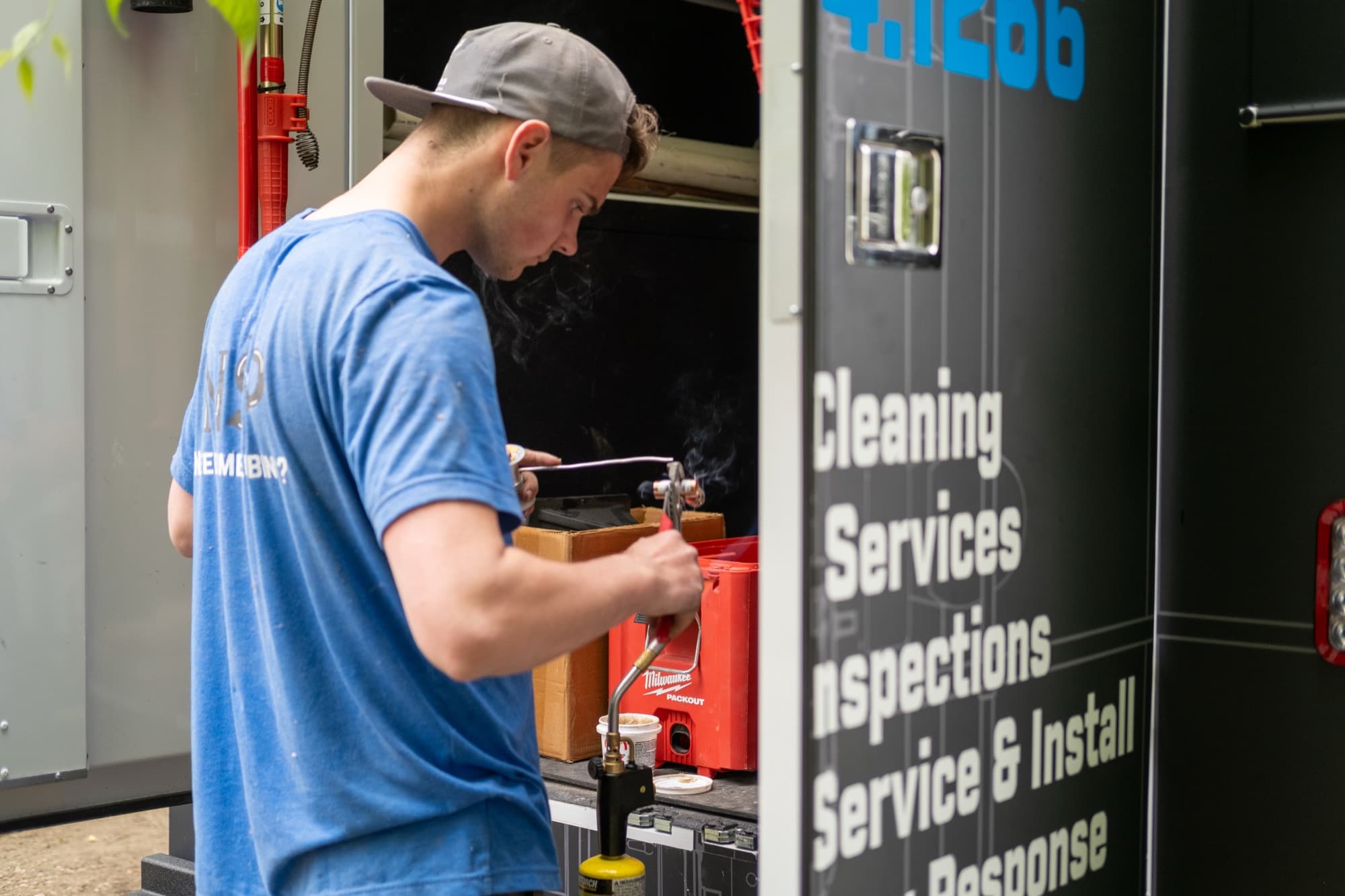 NSP Plumbing licensed plumber installing a residential gas line in Grand Rapids, MI